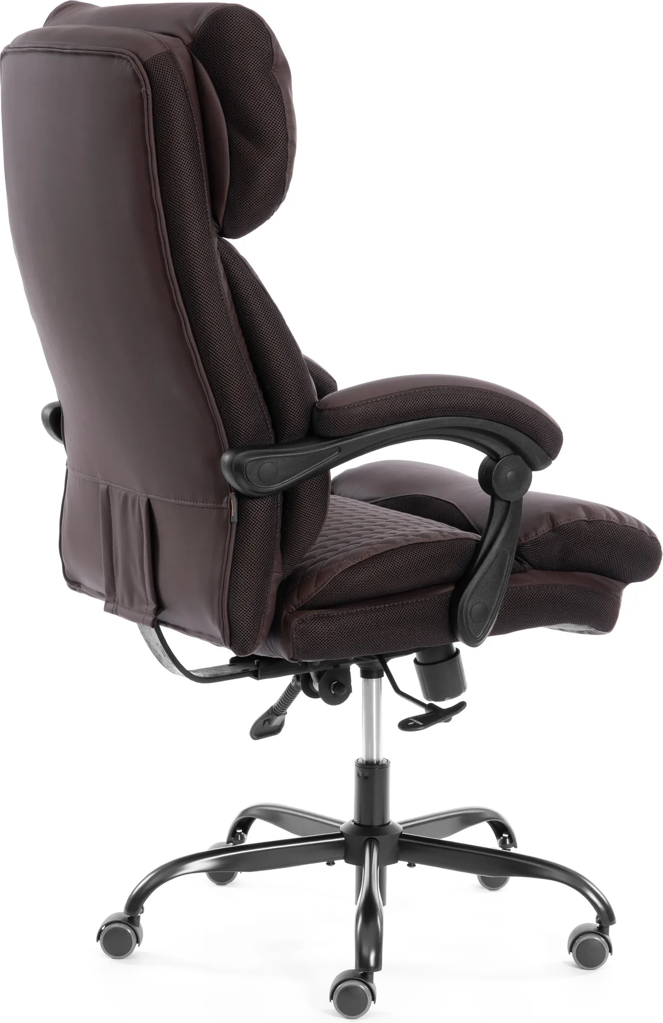 Кресло офисное Tetchair Chief metalBL кожзам/ткань (коричневый/коричневый стеганный) — фото 4