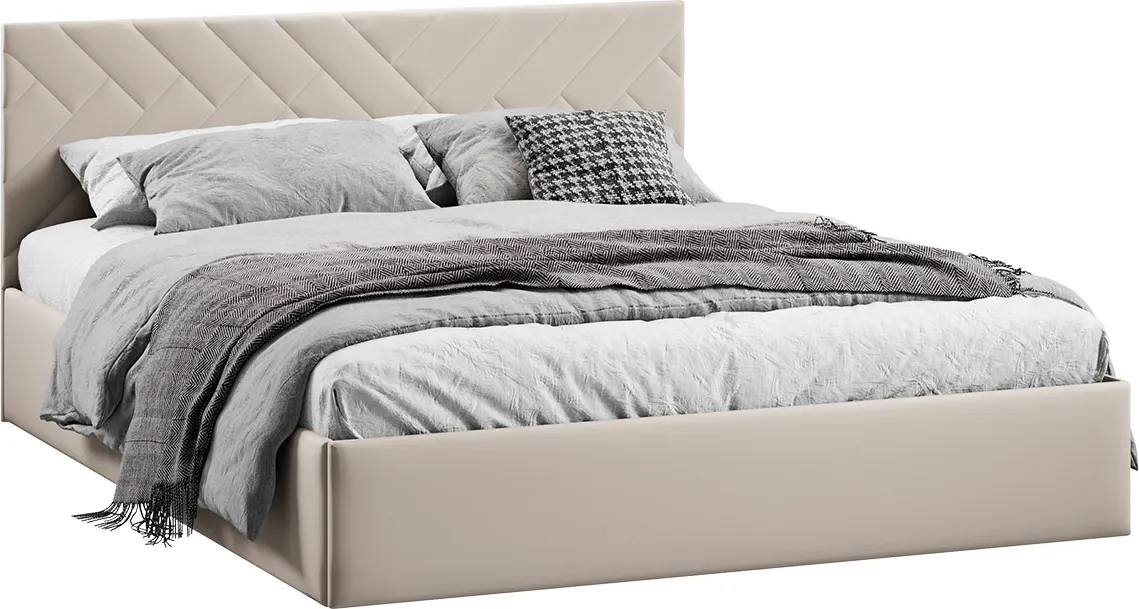 Двуспальная кровать ТриЯ Кевия с ПМ 160x200 Тип 1 (велюр светлый)