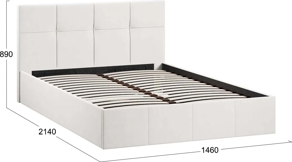 Полуторная кровать ТриЯ Лора с ПМ мягкой обивкой и заглушиной 140x200 (велюр светлый) — фото 4