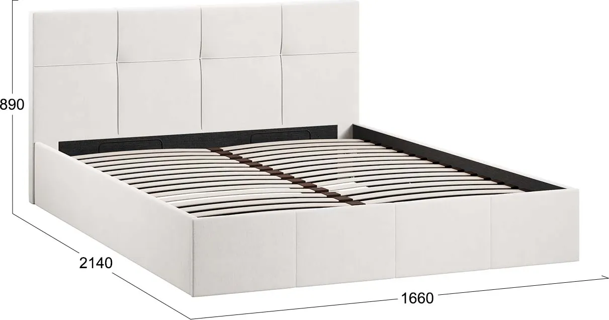 Двуспальная кровать ТриЯ Лора с ПМ мягкой обивкой и заглушиной 160x200 (велюр светлый) — фото 4