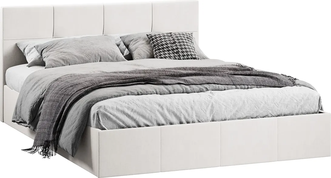 Двуспальная кровать ТриЯ Лора с ПМ мягкой обивкой и заглушиной 160x200 (велюр светлый) — фото 1