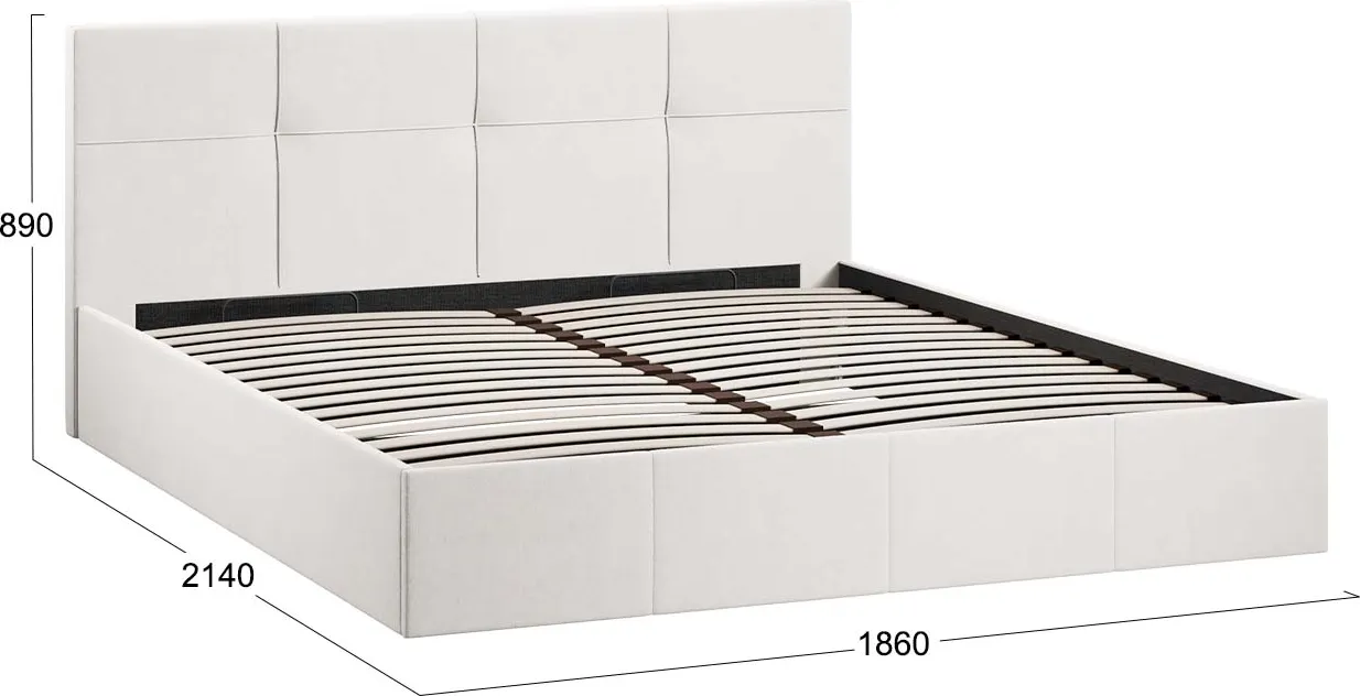 Двуспальная кровать ТриЯ Лора с ПМ мягкой обивкой и заглушиной 180x200 (велюр светлый) — фото 4