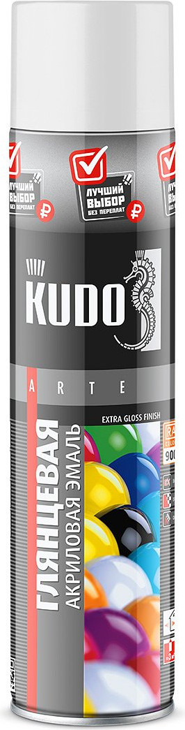 Эмаль Kudo Универсальная акриловая RAL 9003 / KU-A9003.3 (800мл, белый высокоглянцевый)