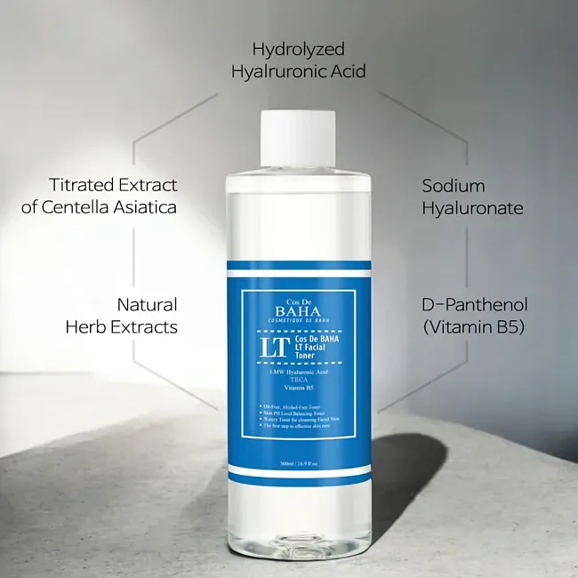 Тонер для лица Cos de Baha LT Facial Toner с низкомолекулярной гиалуроновой кислотой (500мл) — фото 4