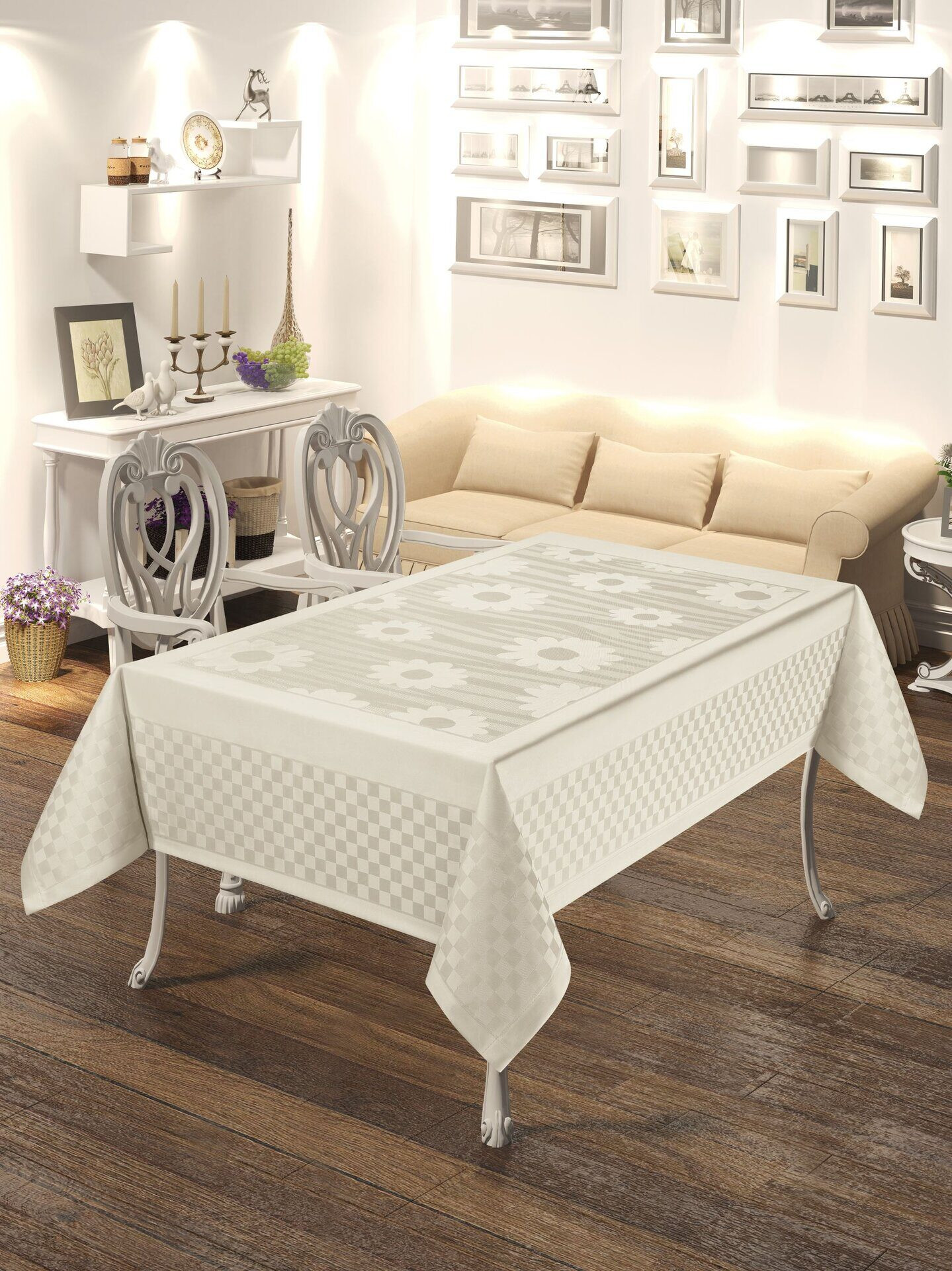 Скатерть DO&CO Prizma 160х300 / 12368 (кремовый)