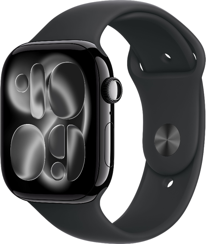 Умные часы Apple Watch Series 11 GPS 42mm / MEQU4 (черный/черный спортивный ремешок M/L)