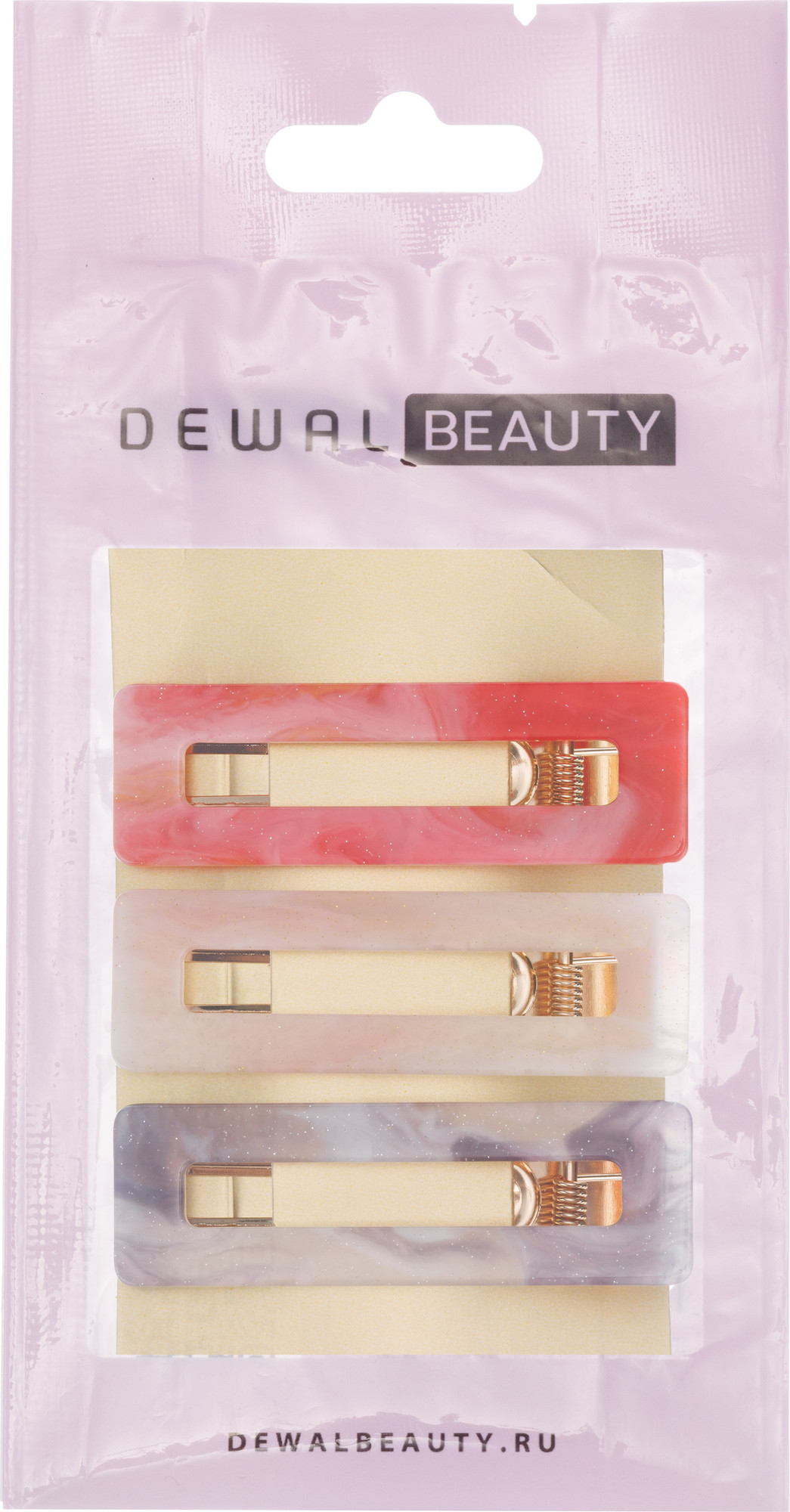 Набор заколок для волос Dewal Beauty / 3007BD (3шт, сиреневый/розовый/оранжевый) — фото 3