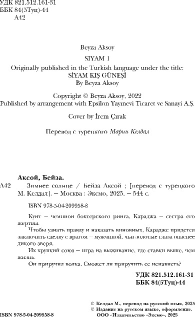 Художественная книга Эксмо Зимнее солнце, мягкая обложка (Аксой Бейза) — фото 3