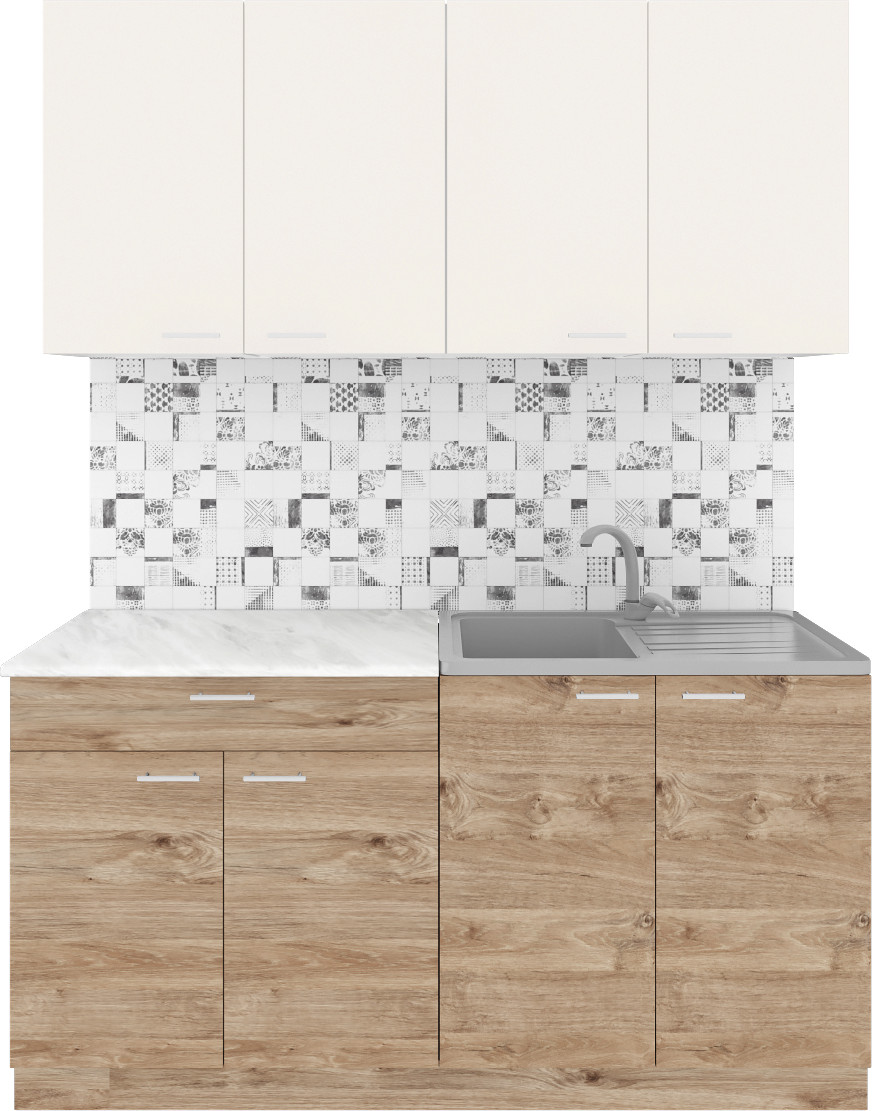 Кухонный гарнитур Агута Альфа 1.6 без столешницы (дуб золотой/сатин)