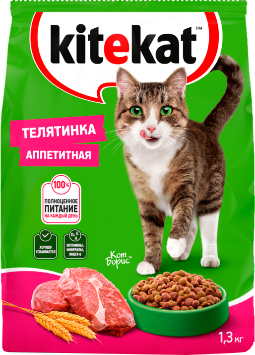 Сухой корм для кошек Kitekat Телятинка Аппетитная (1.3кг)