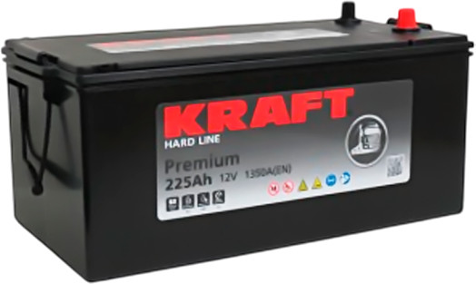 Автомобильный аккумулятор KrafT Premium Рус -/+ 1350A / 225H52L (225 А/ч)