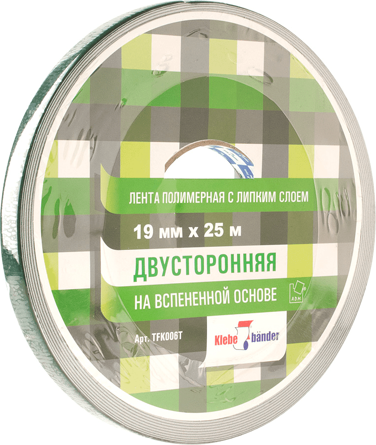 Скотч двухсторонний Klebebander Для зеркал 19ммx25м (белый)