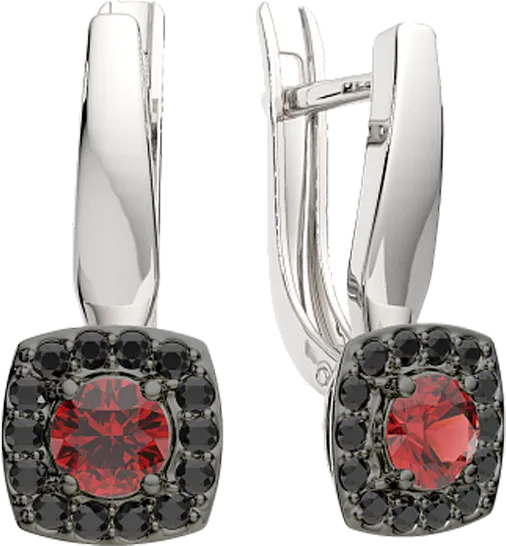 Серьги из серебра ZORKA 03S5046 (с гранатами и наношпинелью)