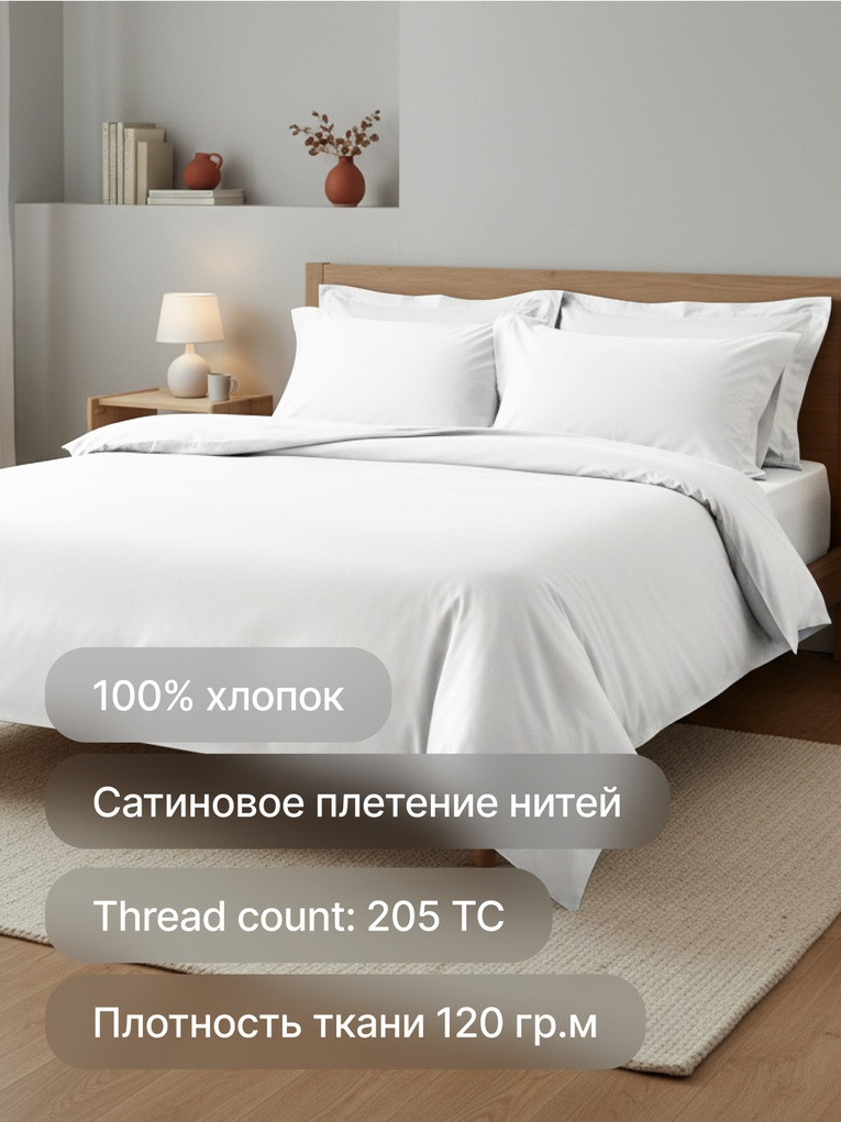 Комплект постельного белья GoodNight Just Sateen 1.5сп / 437046 (белый, 50x70) — фото 3