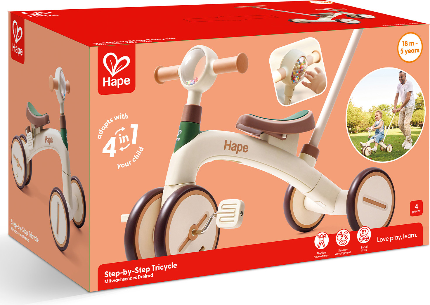 Беговел Hape Step-by-Step / E1225_HP (бежевый) — фото 5