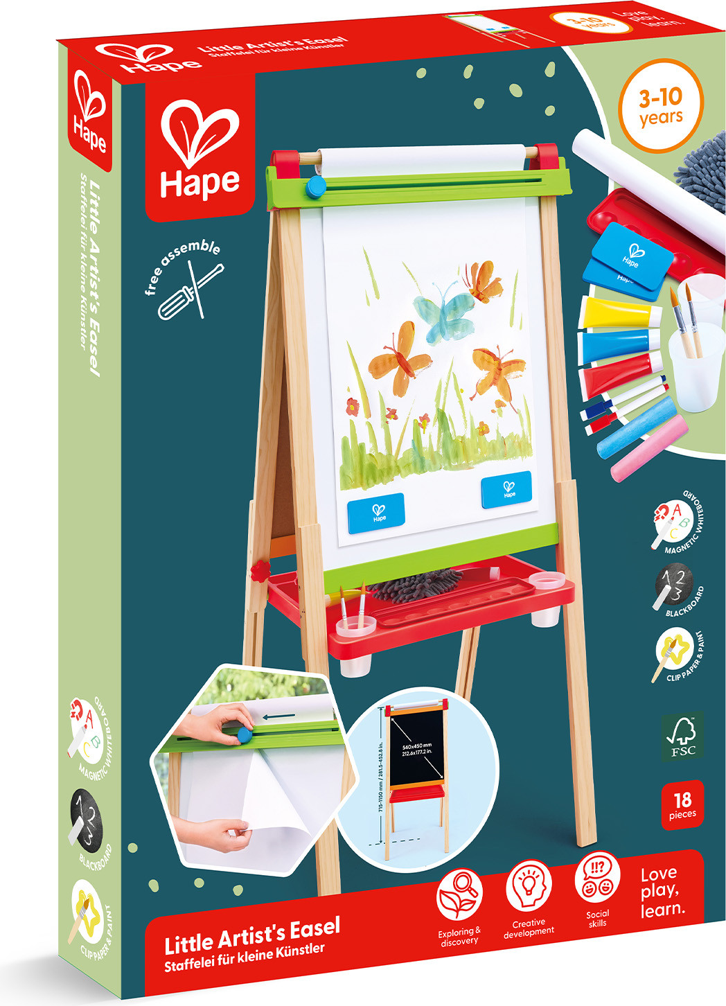 Мольберт детский Hape Маленький художник 2-в-1 / E2016_HP — фото 3
