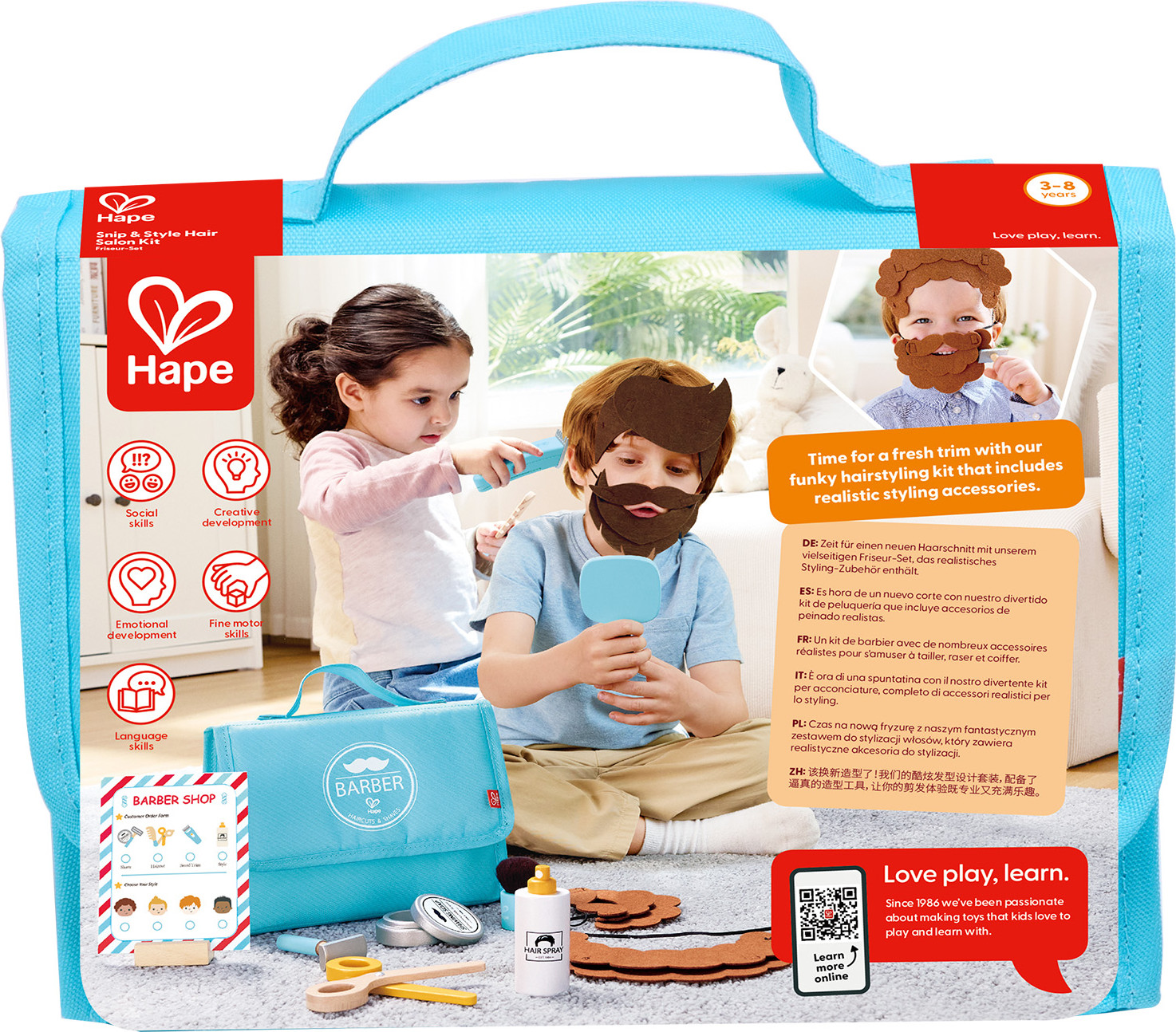 Набор аксессуаров для девочек Hape Профессии Барбершоп / E3226_HP — фото 3
