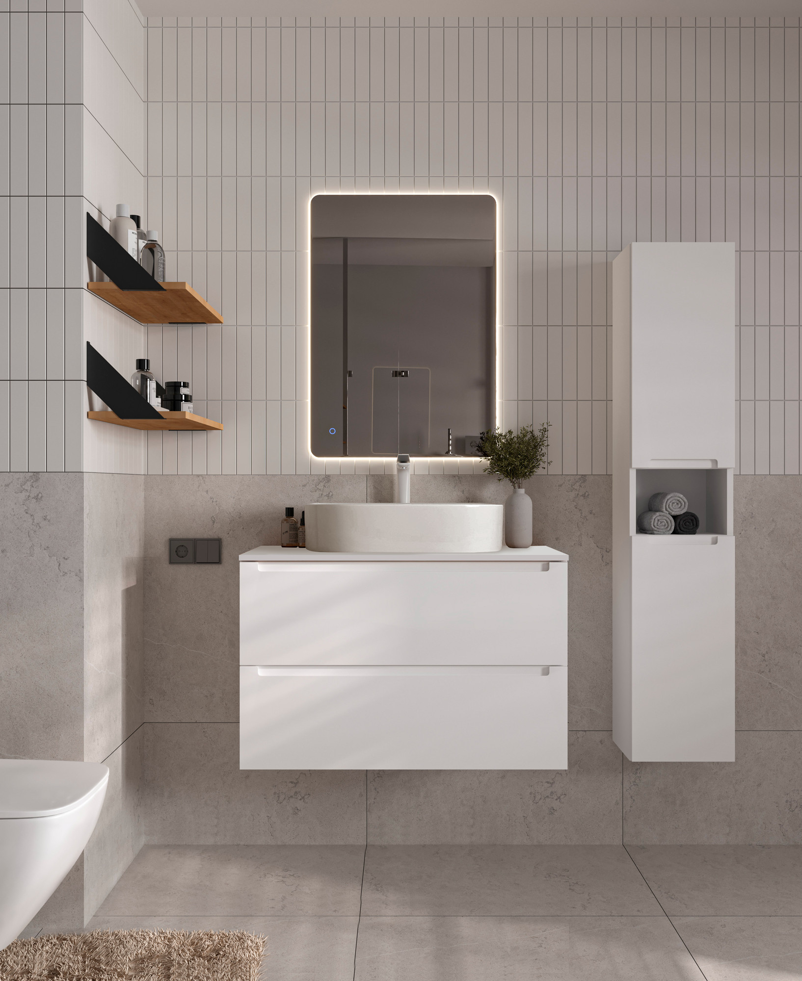 Столешница для тумбы в ванную ЗОВ M19W60 (белый) — фото 3