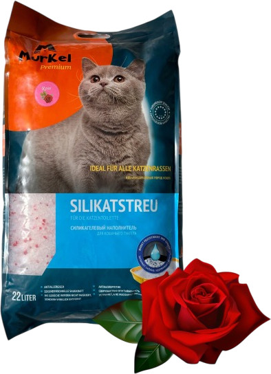 Наполнитель для туалета Murkel Силикагелевый (10кг, роза)
