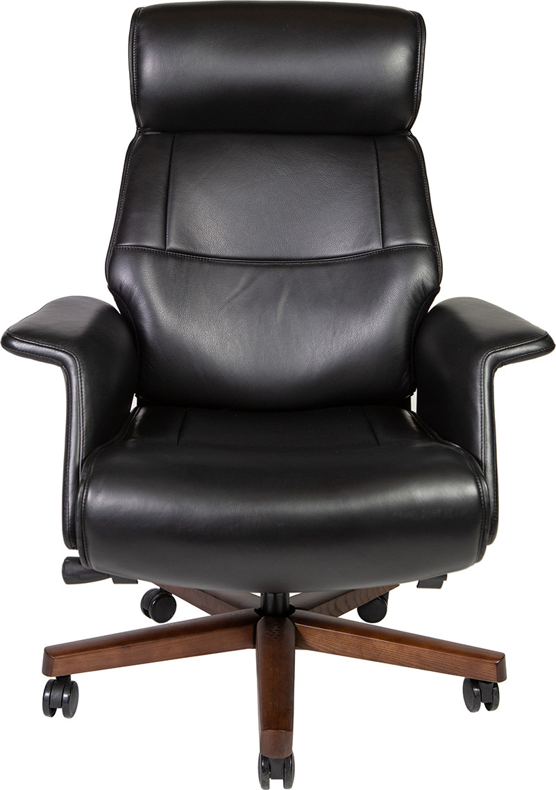 Кресло офисное Norden Вагнер / A2067 black leather (черный/натуральное дерево) — фото 2
