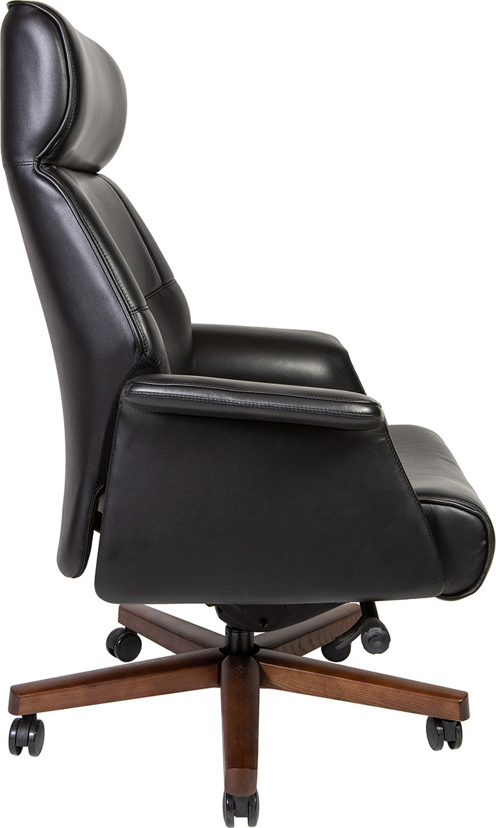 Кресло офисное Norden Вагнер / A2067 black leather (черный/натуральное дерево) — фото 3