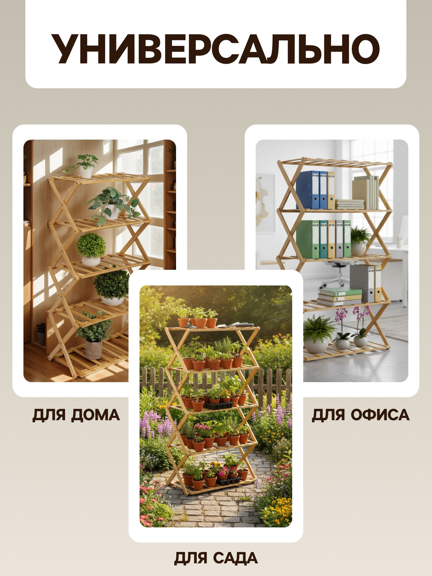 Стойка для цветов GREENGO 5 полок 50x25x89см напольный открытый — фото 6