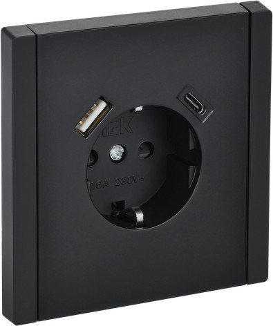 Розетка IEK Forte&Piano FP-R14-16-U22-018-K02 (черный)