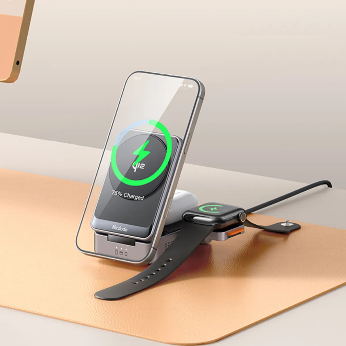 Зарядное устройство беспроводное McDodo CH-5192 22.5W Qi2 3 in 1 Magnetic Wireless Charging Station (черный) — фото 2