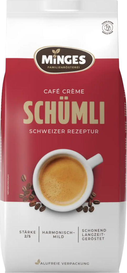 Кофе в зернах Minges Cafe Creme Schumli 2 80% арабика, 20% робуста (1кг)