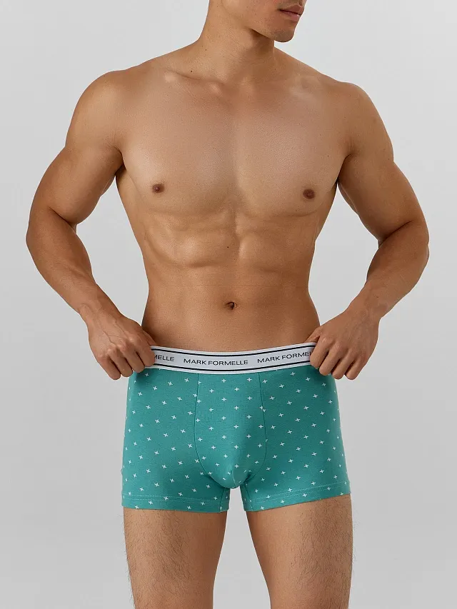 Комплект мужских трусов Mark Formelle 411228-2 (р.86-96, узор на персидском зеленом/черный) — фото 5