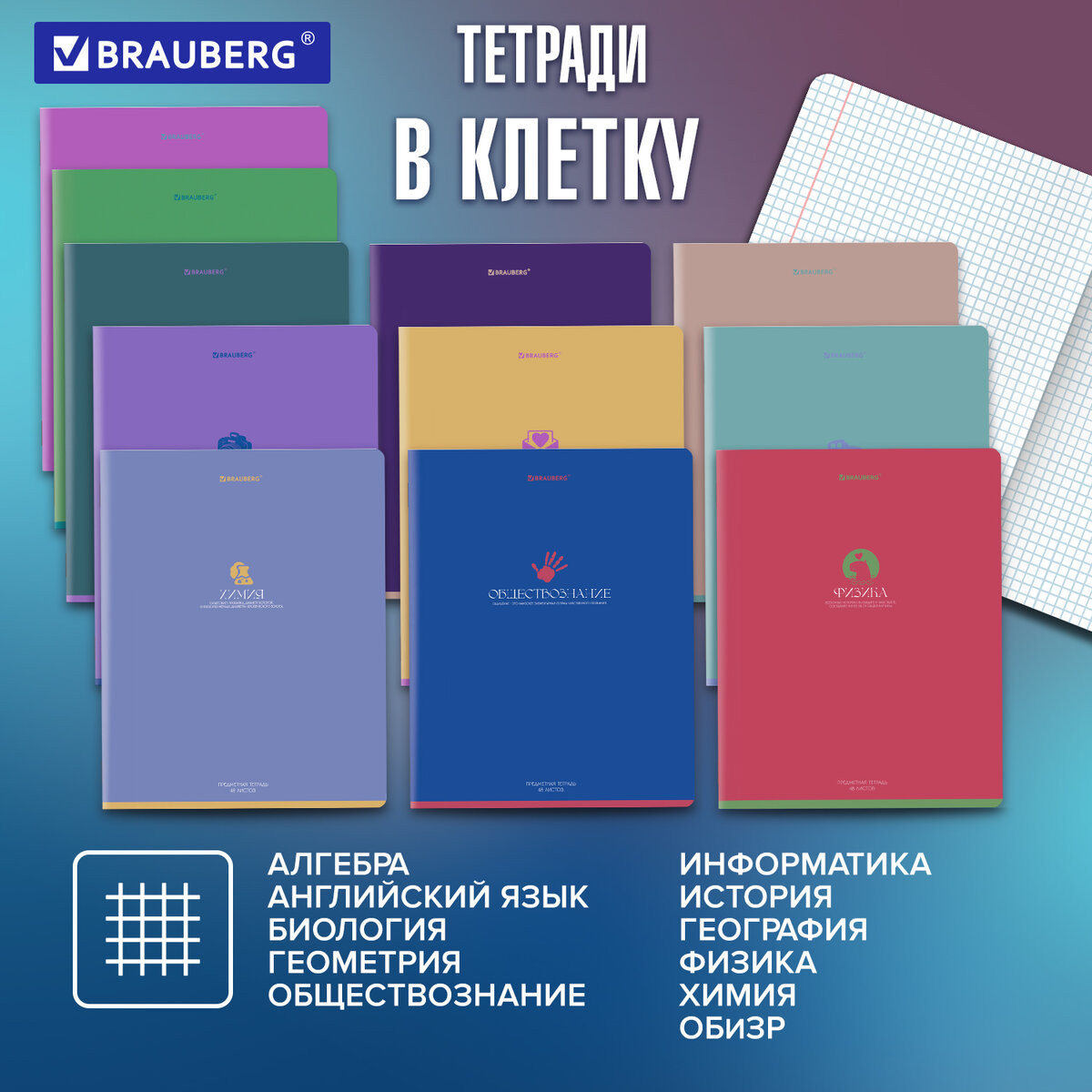 Набор предметных тетрадей Brauberg Monocolor / 405175 (13шт) — фото 3
