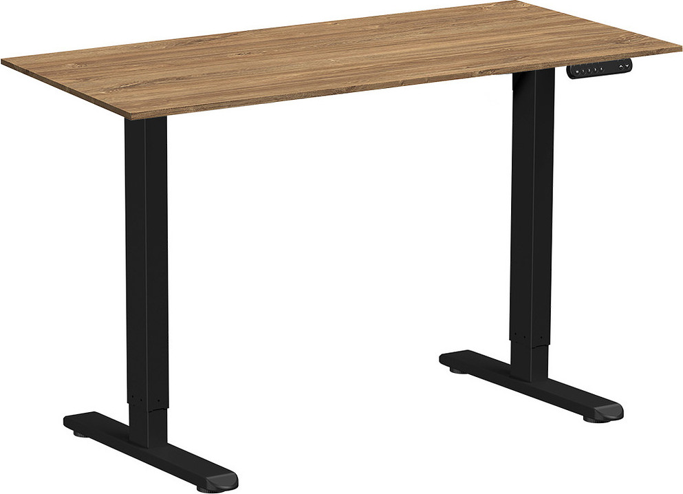Стол с подъемным механизмом WellDesk WDE Prime 130x67.5х1.8 (черный/дуб канзас коричневый)