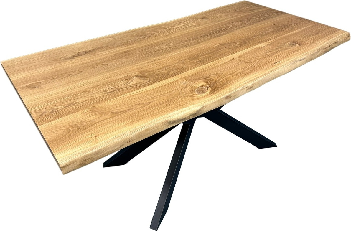 Обеденный стол Iva-Wood 180x80 Натуральный дуб (край натуральный, подстолье металл паук) — фото 2