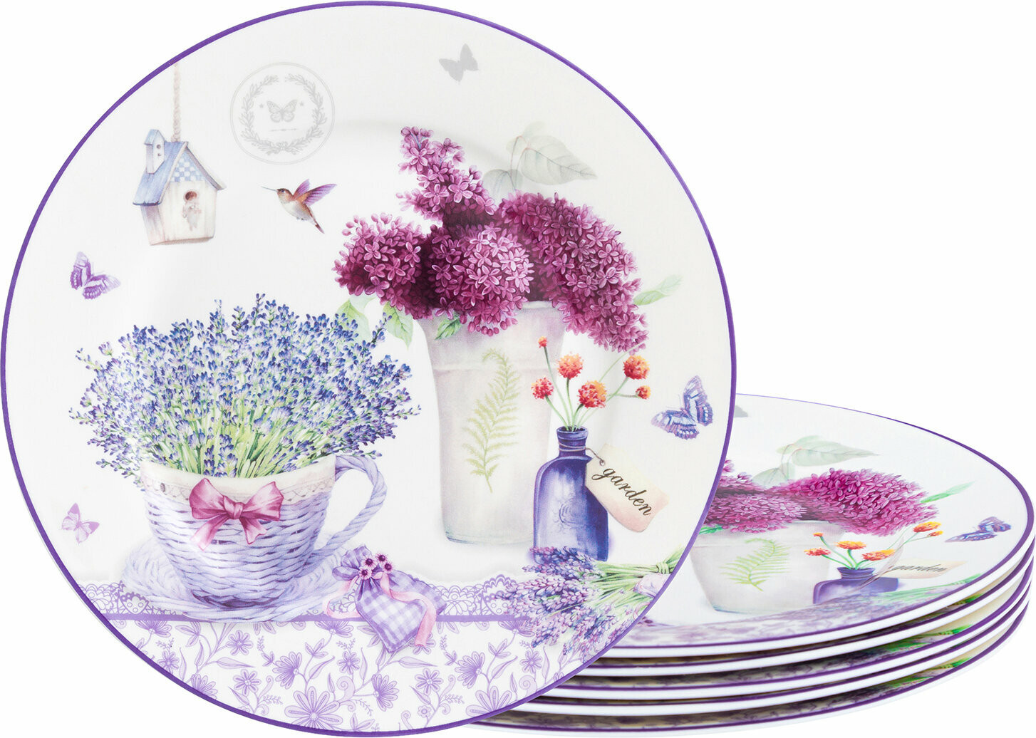 Набор тарелок Elan Gallery Лаванда New Bone China / 420773