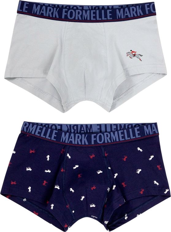 Комплект мужских трусов Mark Formelle 411188-2 (р.102-112, светло-серый/лошади на темно-синем) — фото 1