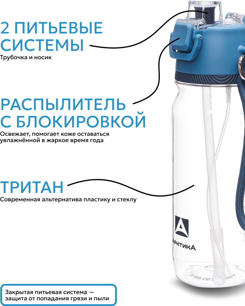 Бутылка для воды Арктика 723-800-CBLT (нордик) — фото 6