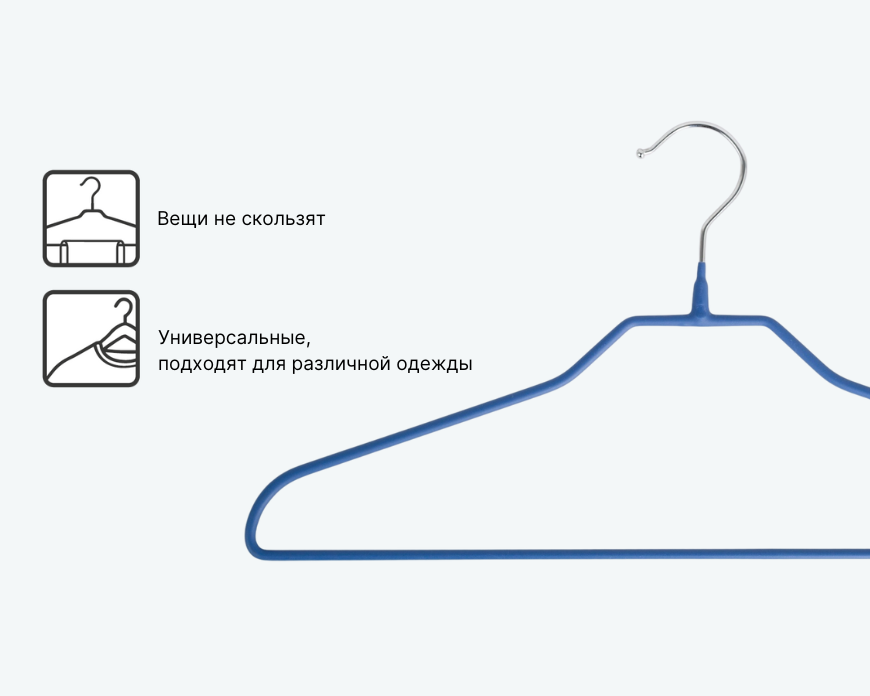 Набор металлических вешалок-плечиков Attribute Neo Matte Blue AHS081 (5шт) — фото 6