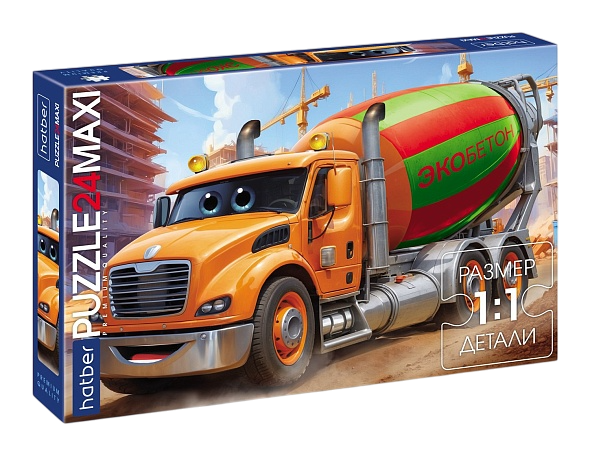 Развивающая игра Hatber Пазл. Premium Maxi. Бетономешалка / 24ПЗ2_33154 (24эл)