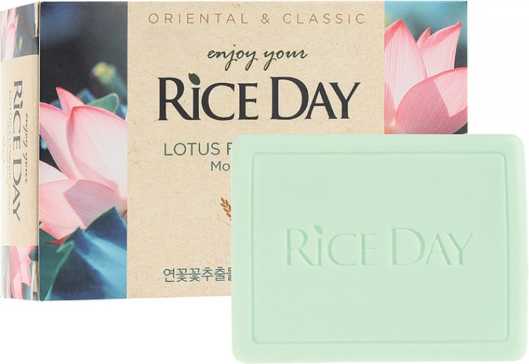 Мыло твердое Lion Rice Day с маслом рисовых отрубей и лотосом (90г) — фото 2