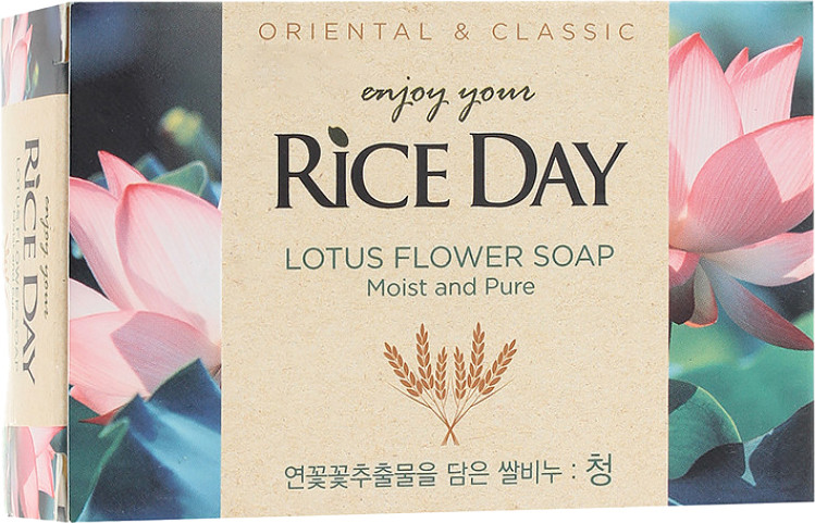 Мыло твердое Lion Rice Day с маслом рисовых отрубей и лотосом (90г)