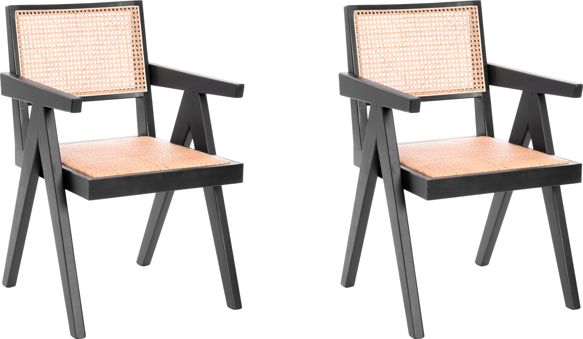 Набор стульев Tetchair Loki дерево вяз/ротанг (2шт, черный)