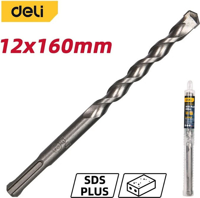 Бур Deli По бетону YS 12x160мм SDS-Plus / EDH-Y12160 — фото 2