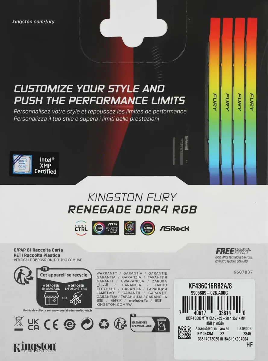 Оперативная память DDR4 Kingston KF436C16RB2A/8 — фото 6