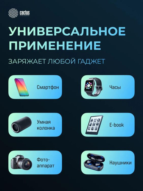 Портативное зарядное устройство Cactus CS-PBFSPA-10000 (белый) — фото 6