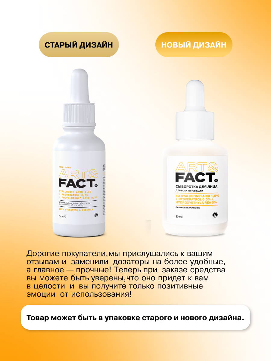 Сыворотка для лица Art&Fact с 4D гиалуроновой кислотой 1.5% (30мл) — фото 3