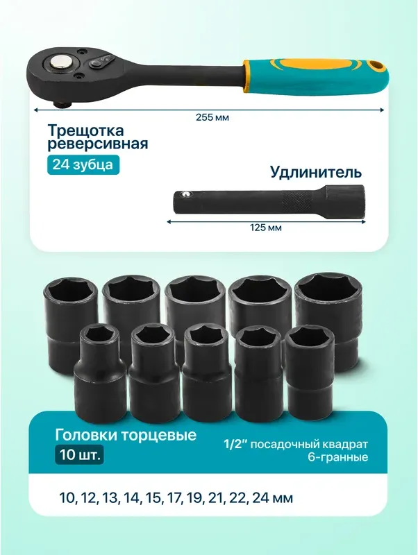 Набор головок слесарных ILOforce IF-012-5K (63332) — фото 2