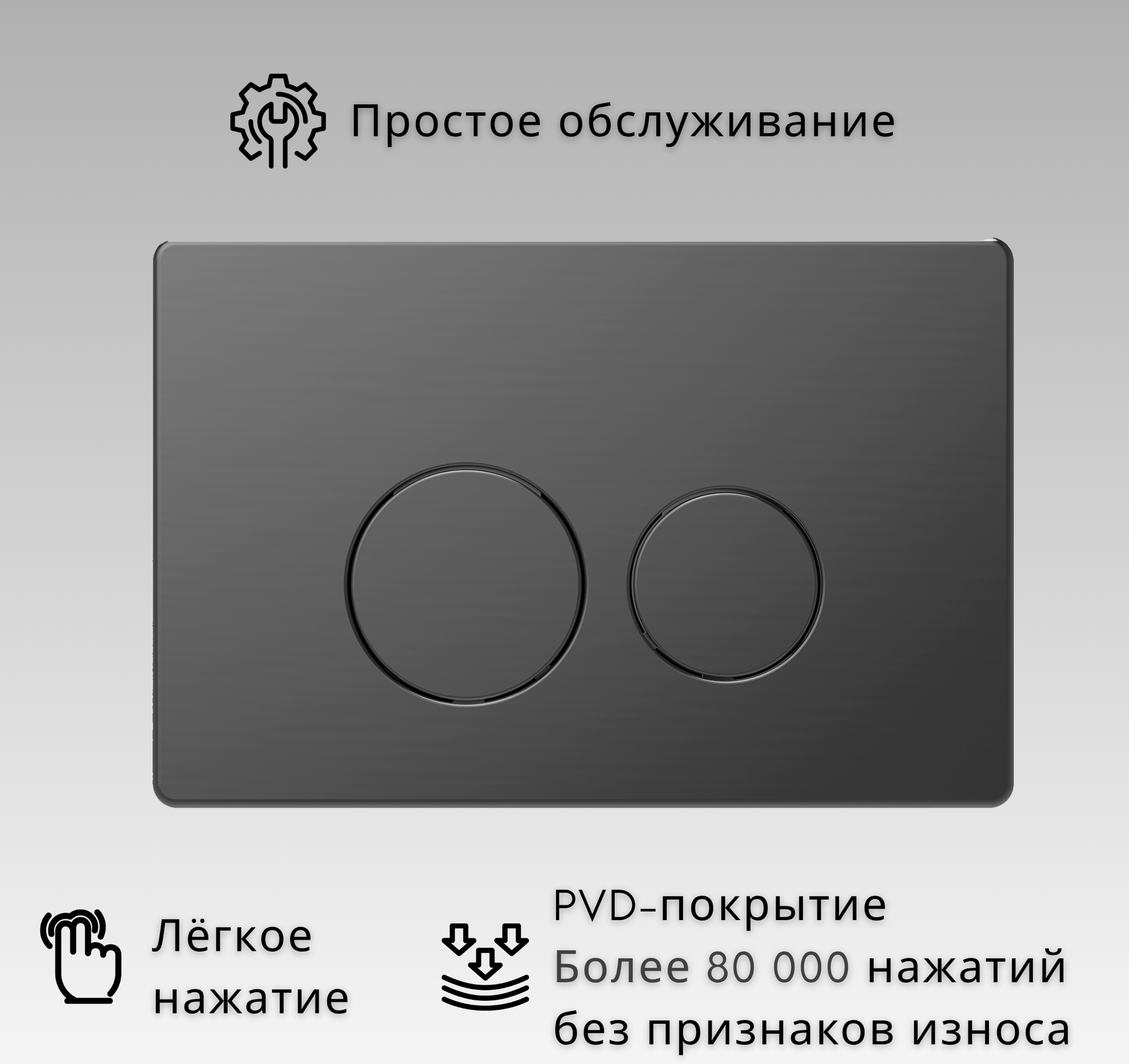 Кнопка для инсталляции Oliveeka OL-R22-BGM (матовый оружейный металл) — фото 3