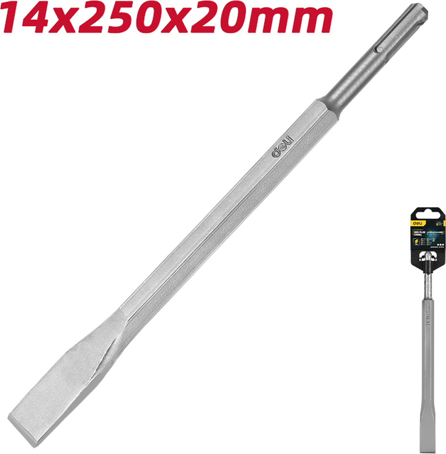 Зубило для электроинструмента Deli YS 14x250x20мм SDS-Plus / EDH-YBZ20250-E1 — фото 2