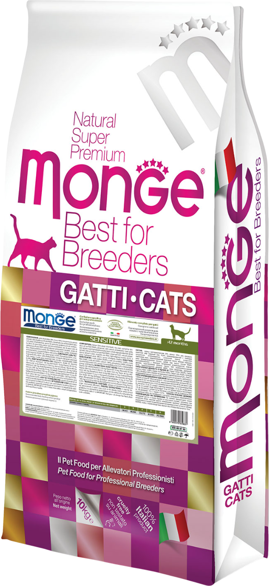 Сухой корм для кошек Monge Cat Sensitive с чувствительным пищеварением с курицей (10кг)