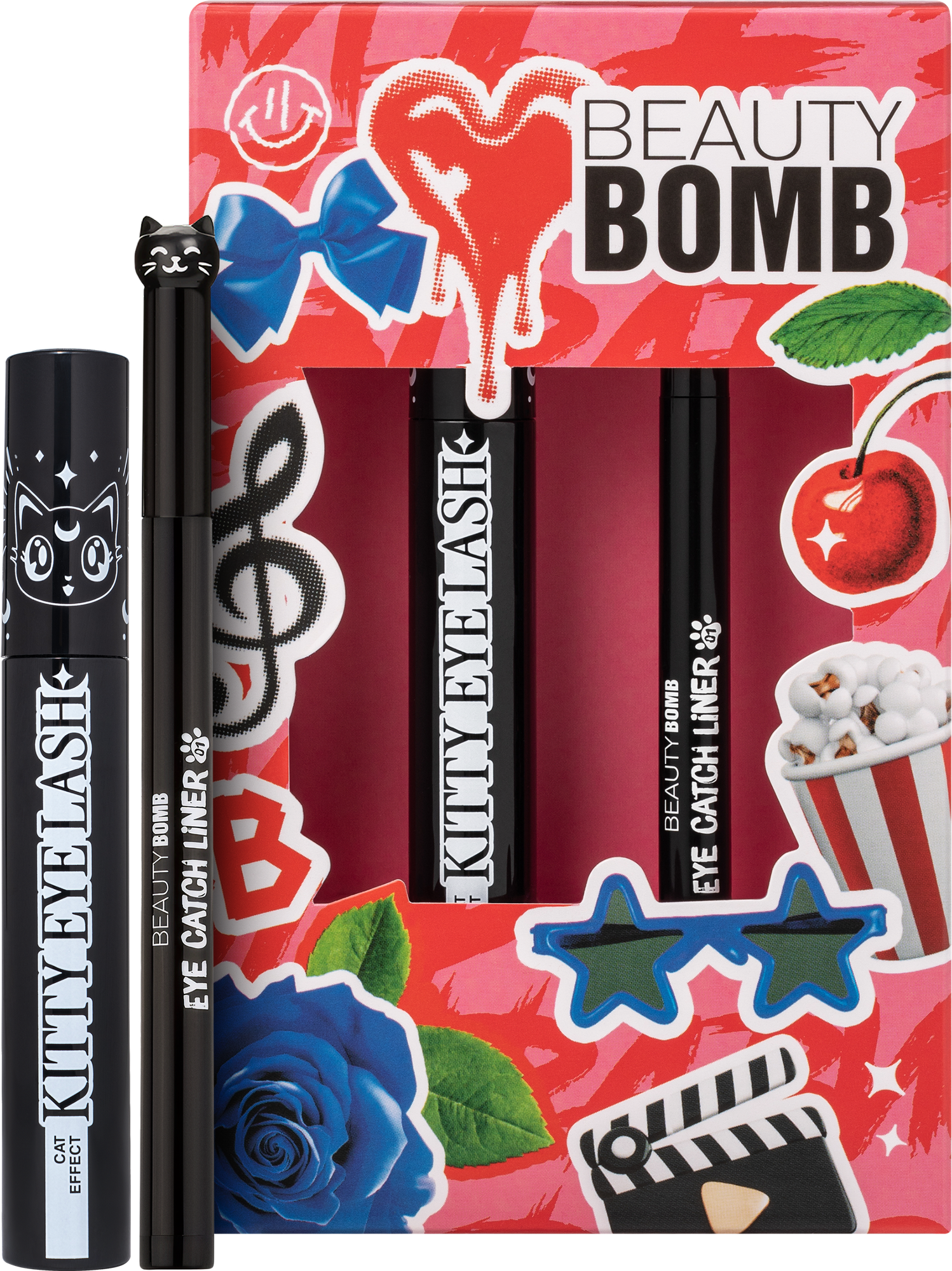 Набор декоративной косметики Beauty Bomb Тушь д/ресниц Kitty Eye Lash 01+Подводка-фломастер Catch liner